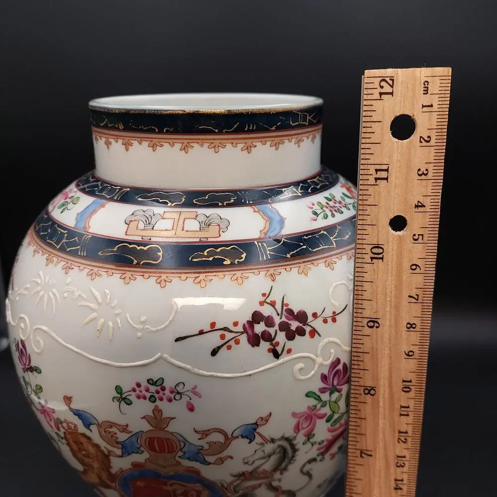 Antique Samson Paris Armorial Porcelain Vase Chinese Export Style Famille Rose